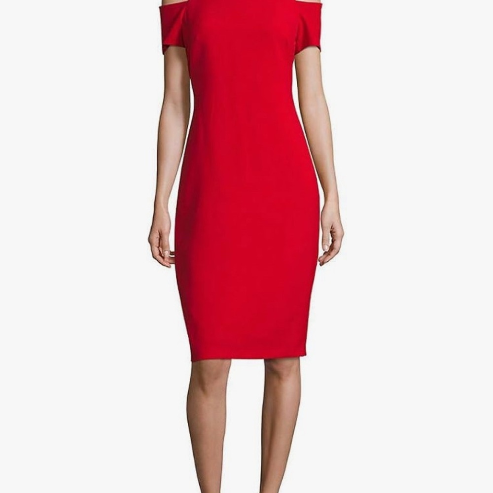 Elegant Nicole Miller Ultra Red Off-Shoulder Dress ♥️Size 6 ♥️